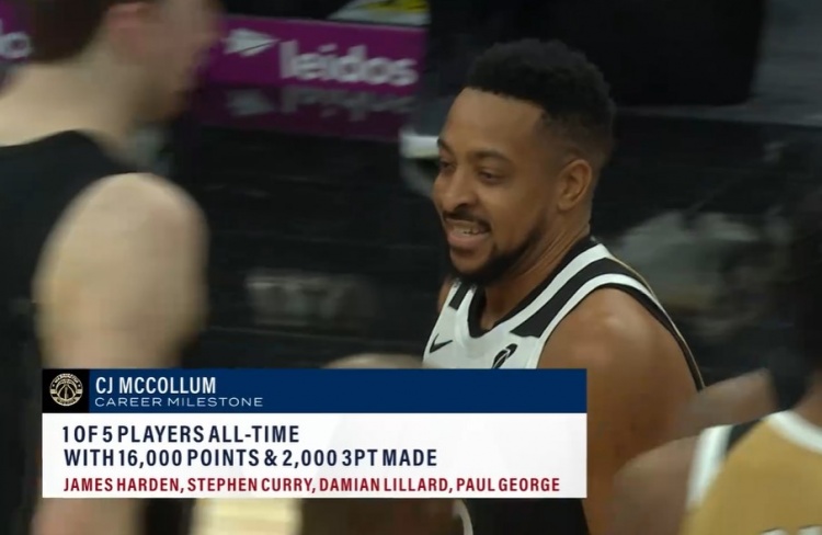 里程碑！麦科勒姆达成生涯16000分+2000记三分成就 历史第五人